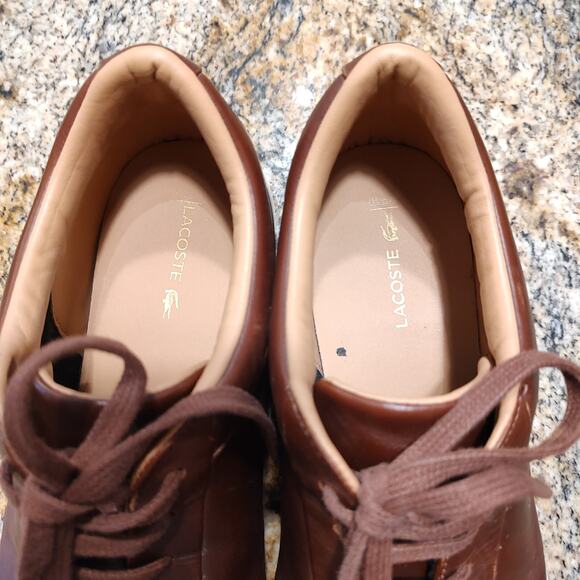 Lacoste Lerond 0320 1 CMA Leather Sneakers Lace Up Cma Brown/White Men\'s Sz 11.5 main image 9